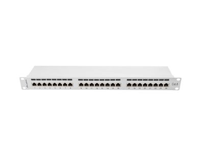 Lanberg patch panel 24 portů 1U 19" CAT.6 ftp stíněný šedý