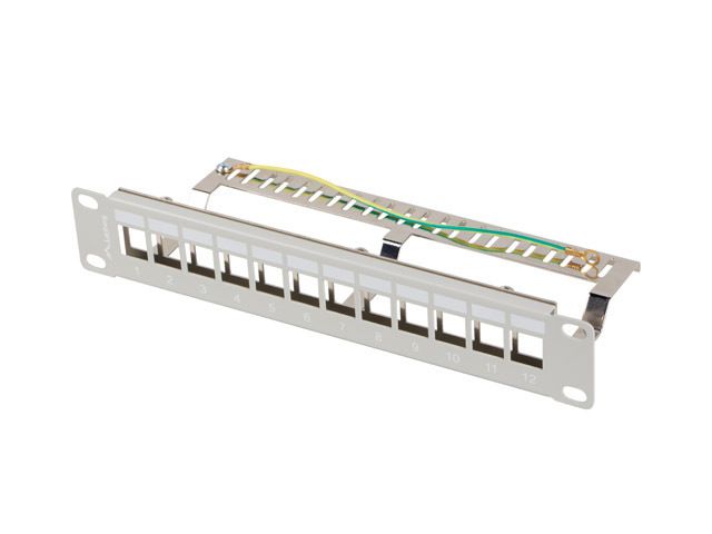 Lanberg patch panel 12 portů 1U 10" ftp pro moduly keystone šedý V2