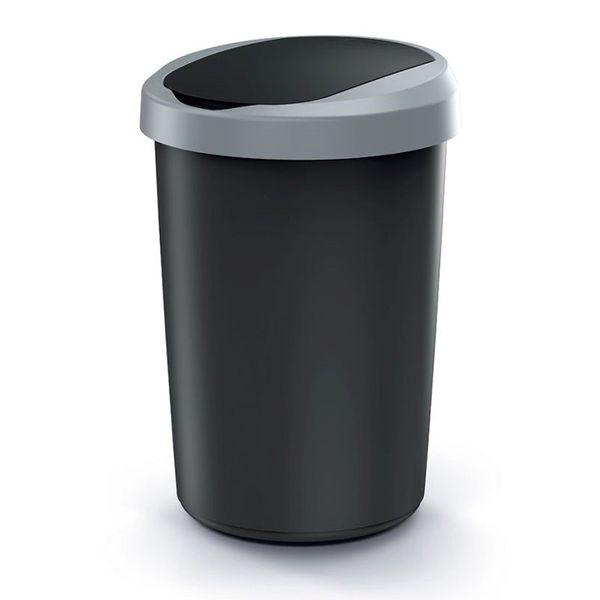 Koš odpadkový COMPACTA R FLAP černý se světle šedým víkem 40l