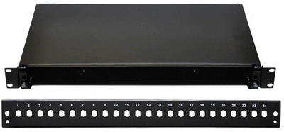 19" Optická vana  24xST černá, aret. plast. klipem