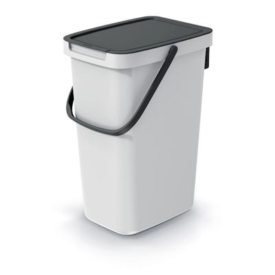 Koš odpadkový SYSTEMA Q COLLECT popelavý s černým víkem 12l