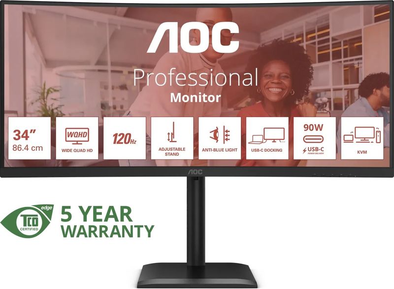AOC/CU34E4CV/34"/VA/wQHD/120Hz/4ms/Černá/5R