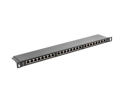 Lanberg patch panel 24 portů 0,5u 19" CAT.5E ftp stíněný černý