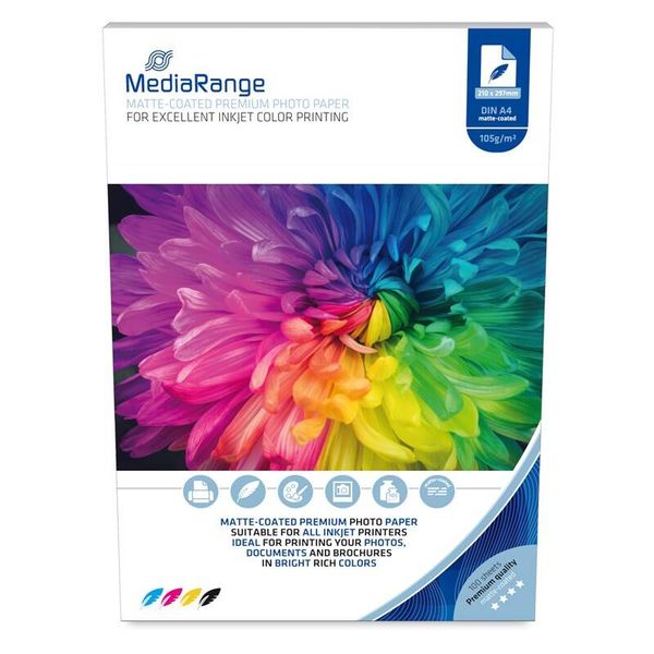 MEDIARANGE Fotopapír, matný, 105 g/m2, A4, 100ks
