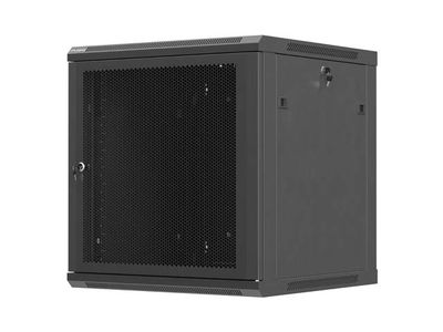 Lanberg nástěnná instalační skříň 19" 12U 600X600 černé perforované dveře (ploché balení)