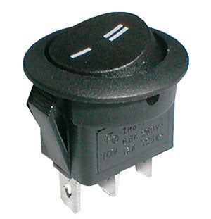 Přepínač kolébkový kulatý 2pol./3pin ON-ON 250V/6A černý