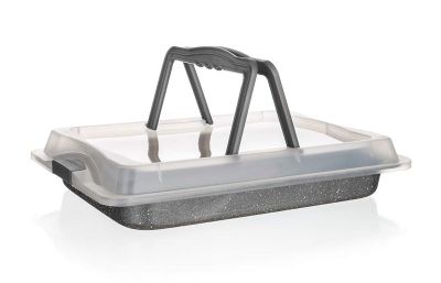 Plech na pečení BANQUET Granite 42x29cm s víkem
