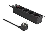 Napájecí pásek (montáž na stěnu) - AC 220-250 V - 3500 Watt - vstup: power CEE 7/7 - výstupní konektory: 4 (4 x CEE 7/3) - 1U - 10" - 1.5 m kabel - černá