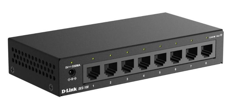 D-Link DES-108/V/E kovový 8-port 10/100 switch