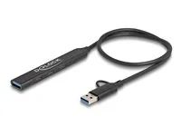 4 Port Slim USB Hub with USB Type-C or U