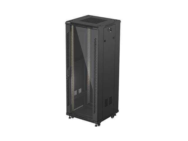 Lanberg 19" volně stojící racková skříň 32u/600x600 (flat pack) s prosklenými dveřmi černá