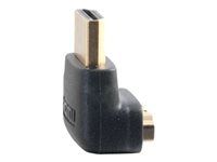 HDMI adaptér - HDMI s piny (male) do HDMI se zdířkami (female) - černá - konektor 90°
