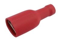 Zdířka faston 6.3mm izol., vodič 0.5-1.5mm červená