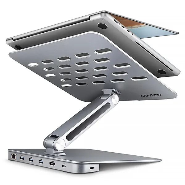 AXAGON HMC-STND, stojan pro 10"-17" notebooky, USB 5Gbps hub, 3x USB-A, HDMI 4k/60Hz, RJ-45, PD 100W