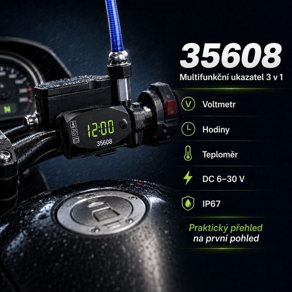 Multifunkční digitální displej pro motocykl STU 35608 3 v 1
