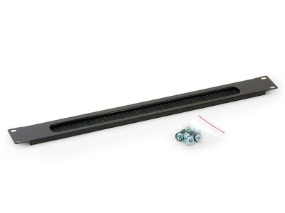 19" 1U průchozí panel s kartáčem černý