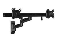 Startech Wall Mount Dual Monitor Arm, Articulating Ergonomic VESA Wall Mount for 2x 24" Displays, Synchronized Adjustable Crossbar, Tilt/Swivel/Rotate, Double Screen Mount Bracket - Multi Monitor Wall Mount (ARMDUALWALL) - Držák - nastavitelné rameno - pro 2 monitory - vysoce odolná ocel - velikost obrazovky: 15"-24" - montáž na stenu