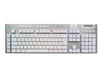 Klávesnice - technologie LIGHTSPEED - podsvícení - bezdrátový - 2.4 GHz, Bluetooth, USB - QWERTY - anglická - klávesový spínač: GL Tactile - bílá