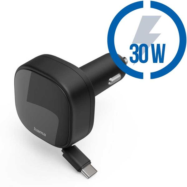 HAMA GaN, Rychlonabíječka, 1x USB-C PD/QC 30W