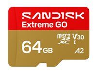 SanDisk Extreme Go - Pametová karta flash - 64 GB - A2 / Video Class V30 / UHS-I U1 - microSDHC UHS-I