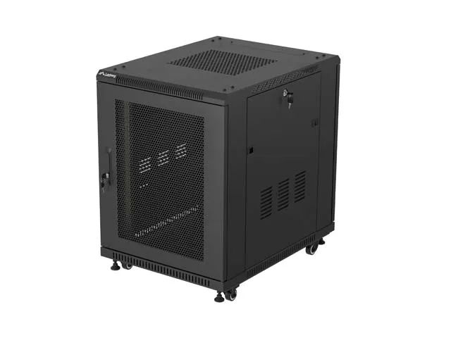 19" Volně stojící racková skříň 15u/600x800 (flat pack) se síťovými dveřmi černá lanberg