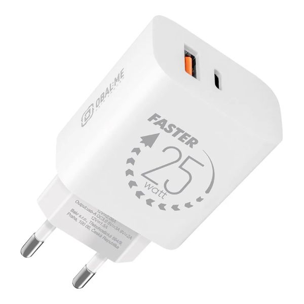 OBAL:ME Cestovní Nabíječka USB-A + USB-C 25W White