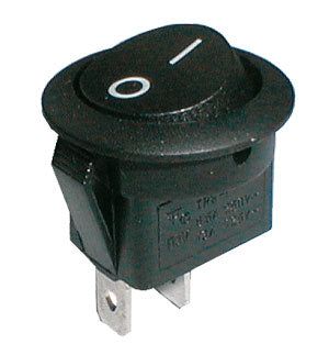 Kolébkový spínač kulatý 2pol./2pin ON-OFF 250V/6A černý