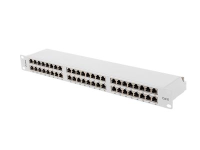 Patch panel 48 portů 1U 19" CAT.6 ftp stíněný šedý lanberg