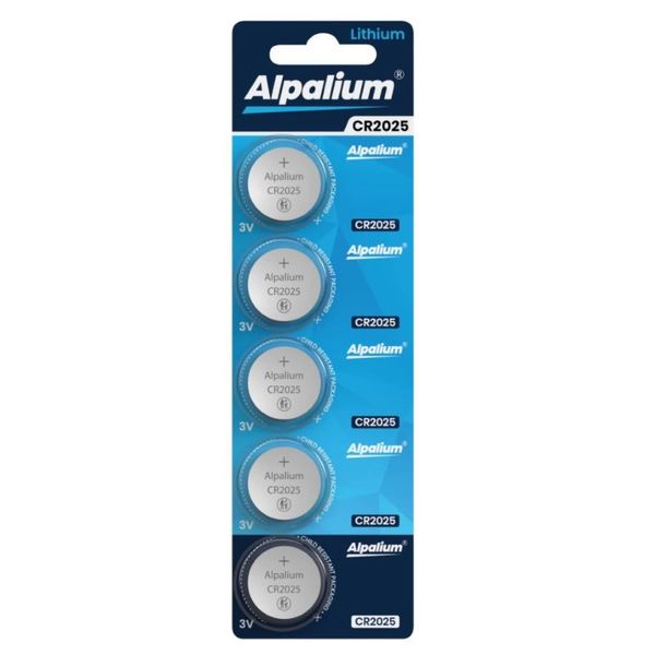Baterie ALPALIUM LITHIUM knoflíkové CR2025, 5 ks
