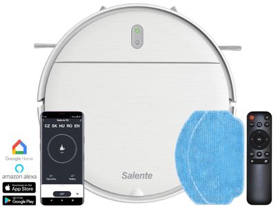 Salente R2, robotický vysavač, stírání vodou, nabíjecí stanice, bílý