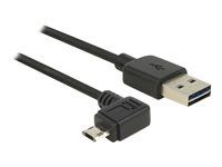 Kabel USB - USB (M) rovné do Micro USB typ B (M) úhlový - USB 2.0 - 2 m - reverzibilní konektory - černá