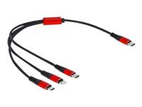 Kabel pouze pro nabíjení - USB-C s piny (male) do Micro USB typ B, Lightning, USB-C s piny (male) - 30 cm - černá
