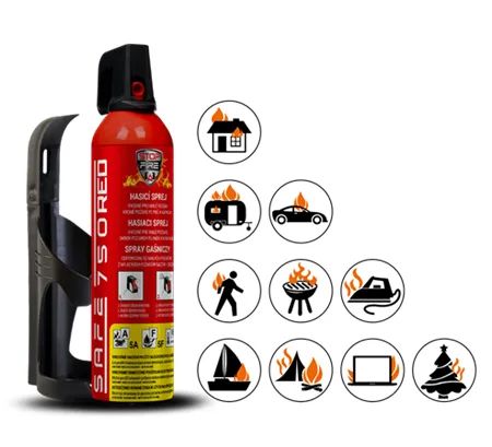 Hasicí sprej SAFE 750 RED 750ml pěny + držák 75C