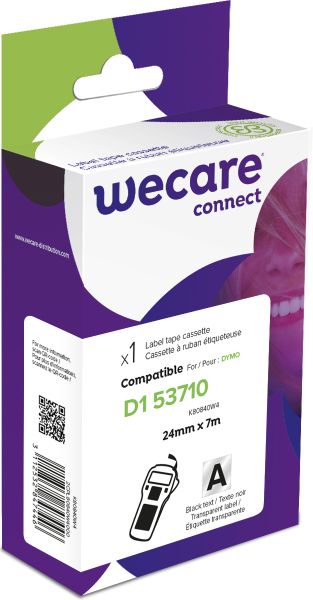 WECARE ARMOR páska kompatibilní s DYMO S0720920,Black/Transparent,24MM*7M