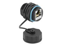 Síťový propojovací kabel - RJ-45 (F) zapečetěný do RJ-45 (F) ochranná čepka - STP - CAT 6a - venkovní - černá, modrá
