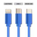 Kabel GETI GCU 03 USB 3v1 modrý samočinně navíjecí