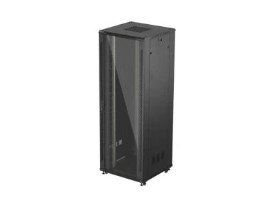 19" Volně stojící racková skříň 47U 800X800 černé skleněné dveře lanberg (ploché balení)