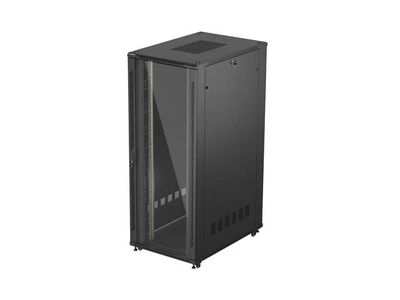 19" Volně stojící racková skříň 42U 800X1200 černé skleněné dveře lanberg (ploché balení)