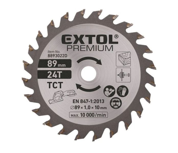 Kotouč pilový se SK plátky, Ø89 x 2,0 x 10 mm, 24T, EXTOL PREMIUM