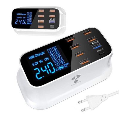 Nabíječka telefonu, napájecí zdroj 8x USB QC 3.0 TYP C 40W