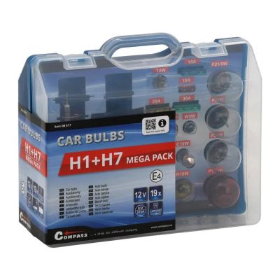 Sada autožárovek MEGA H1+H7+pojistky COMPASS 08517