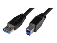 M/M - Active - USB Type-A to USB Type-B Cable - USB 3.1 Gen 1 (5 Gbps) Cable (USB3SAB10M) - Kabel USB - USB Type B (M) do USB typ A (M) - USB 3.0 - 10 m - lisovaný - černá