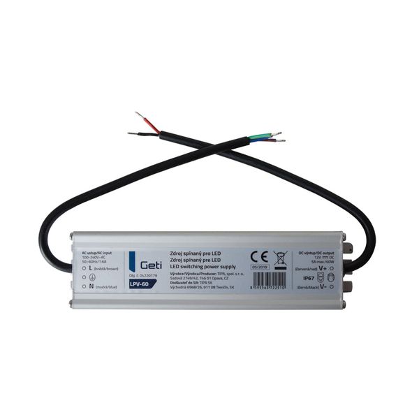 Zdroj spínaný pro LED 12V/60W GETI LPV-60