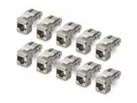 Konektor keystone - shielded, 90°, toolless - CAT 6a - STP - RJ-45 - stříbrná - kompatibilní s TAA (balení 10)