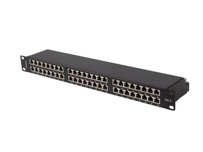 Patch panel 48 portů 1U 19" CAT.5E ftp stíněný černý lanberg
