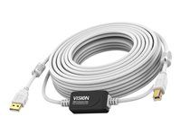 Kabel USB - USB (M) do USB typ B (M) - USB 2.0 - 15 m - aktivní inline booster - bílá