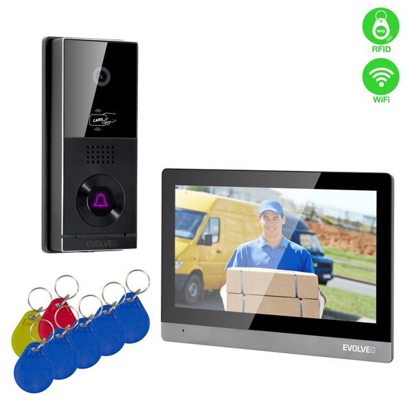 EVOLVEO DoorPhone AHD10, Sada domácího WiFi videotelefonu s ovládáním dveří a RFID, černo stříbrný 1