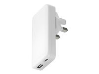 Síťový adaptér - 65 Watt - 3.25 A - 2 výstupní konektory (USB-C, USB) - bílá