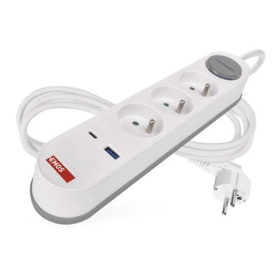 Prodlužovací přívod 3 zásuvky 2m EMOS P1312FC USB s vypínačem