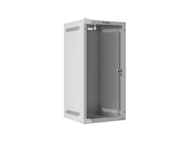 Lanberg racková skříň 10" nástěnná 12u/280x310 (flat pack) s prosklenými dveřmi šedá